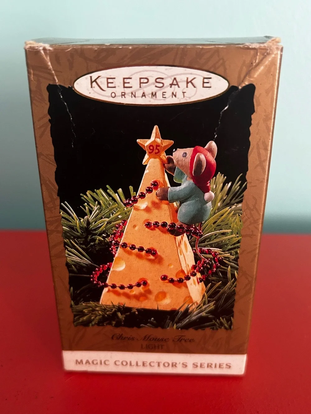 GENUINE Hallmark Keepsake Lighted Christmas Ornament 1995 Chris Mouse Tree #11